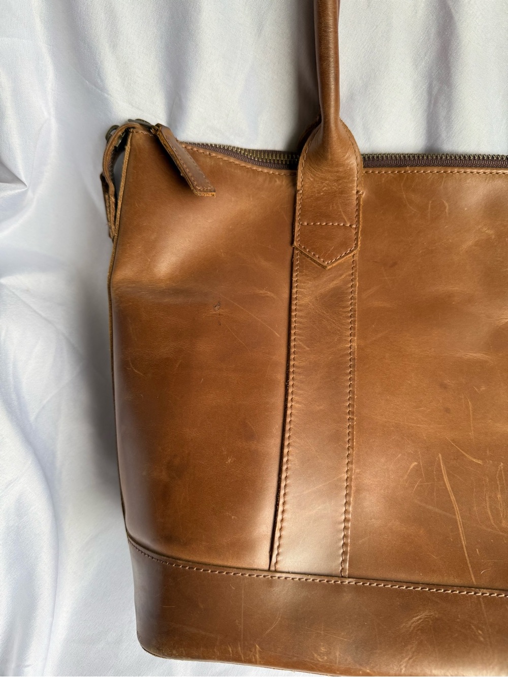Classic Leather Tote Bag in Cognac Brown - Picture 5 of 16